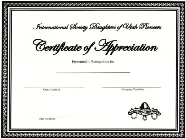 Certificate of Appreciation